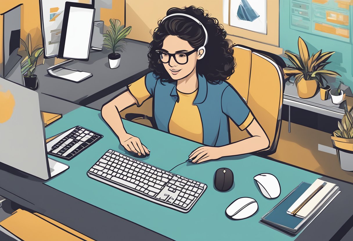A customer selecting from various designs and personalization options for a custom mouse pad