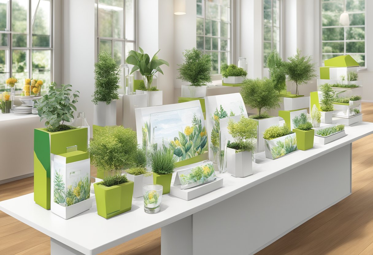 A table displays various eco-friendly corporate gift options with customisation