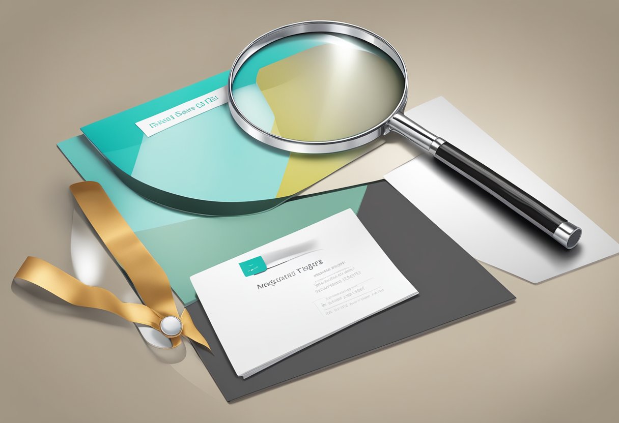 A magnifying glass rests on a sleek corporate desk, adorned with a ribbon and gift tag