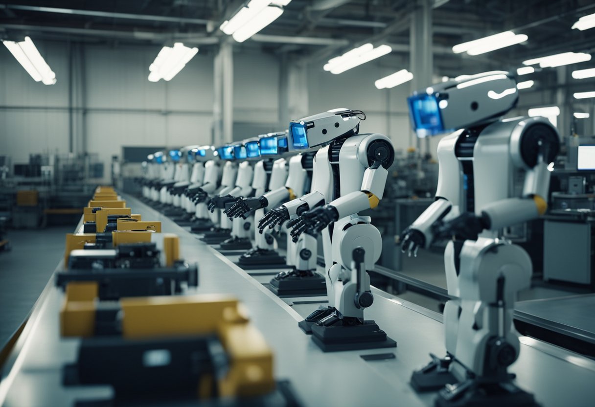 Robots replace workers in factories, reducing job opportunities. Unemployment rises as automation increases