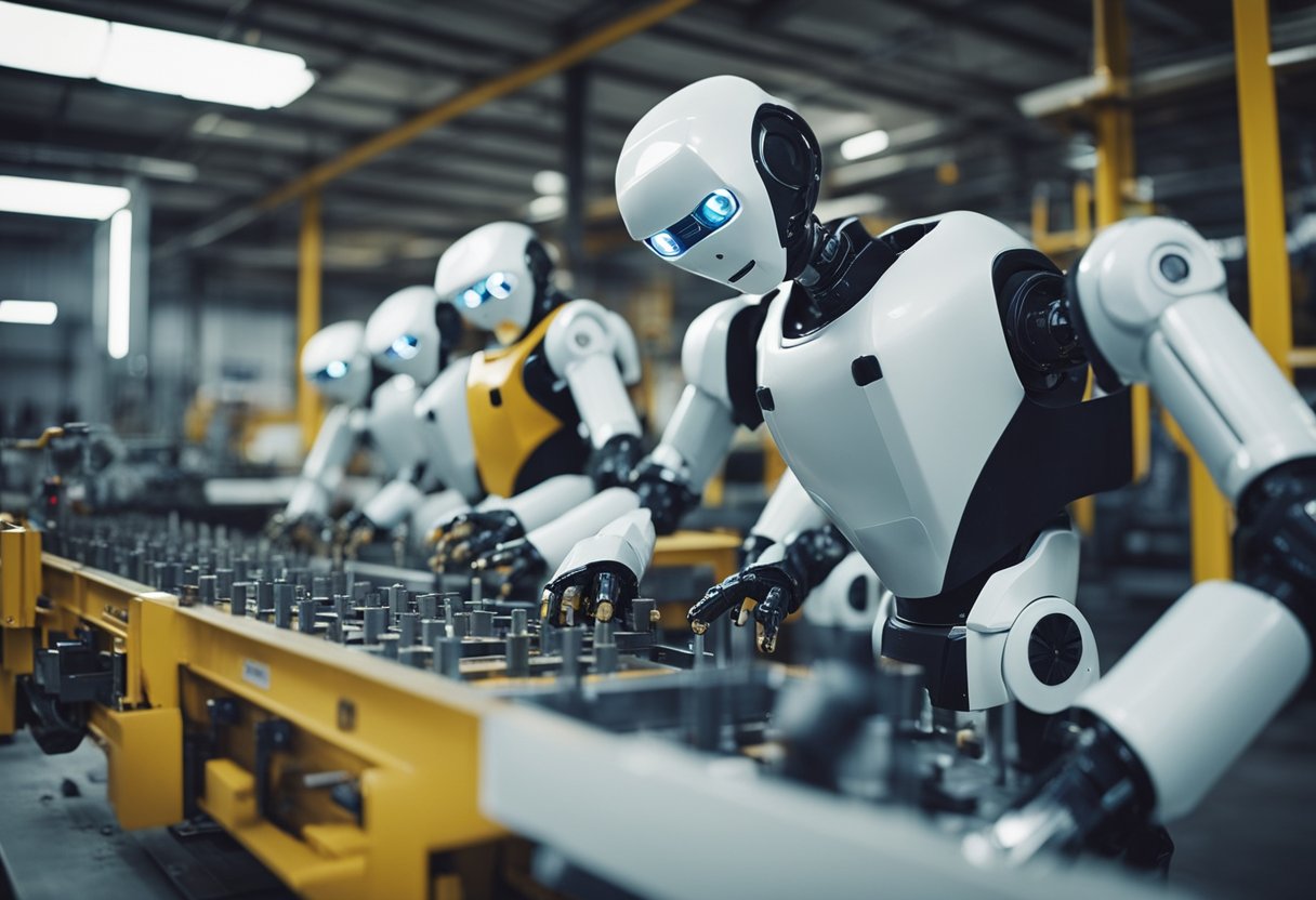 Robots replacing workers in factories, impacting job markets. Education and skill development essential for adapting to changing employment landscape