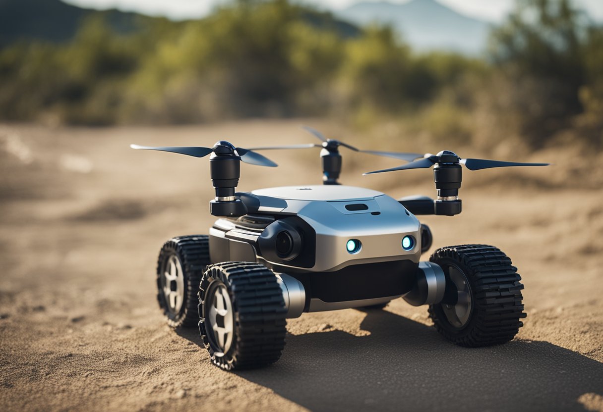 Various mobile robots: drones, rovers, and autonomous vehicles, navigate different terrains. They perform tasks like surveillance, delivery, and exploration