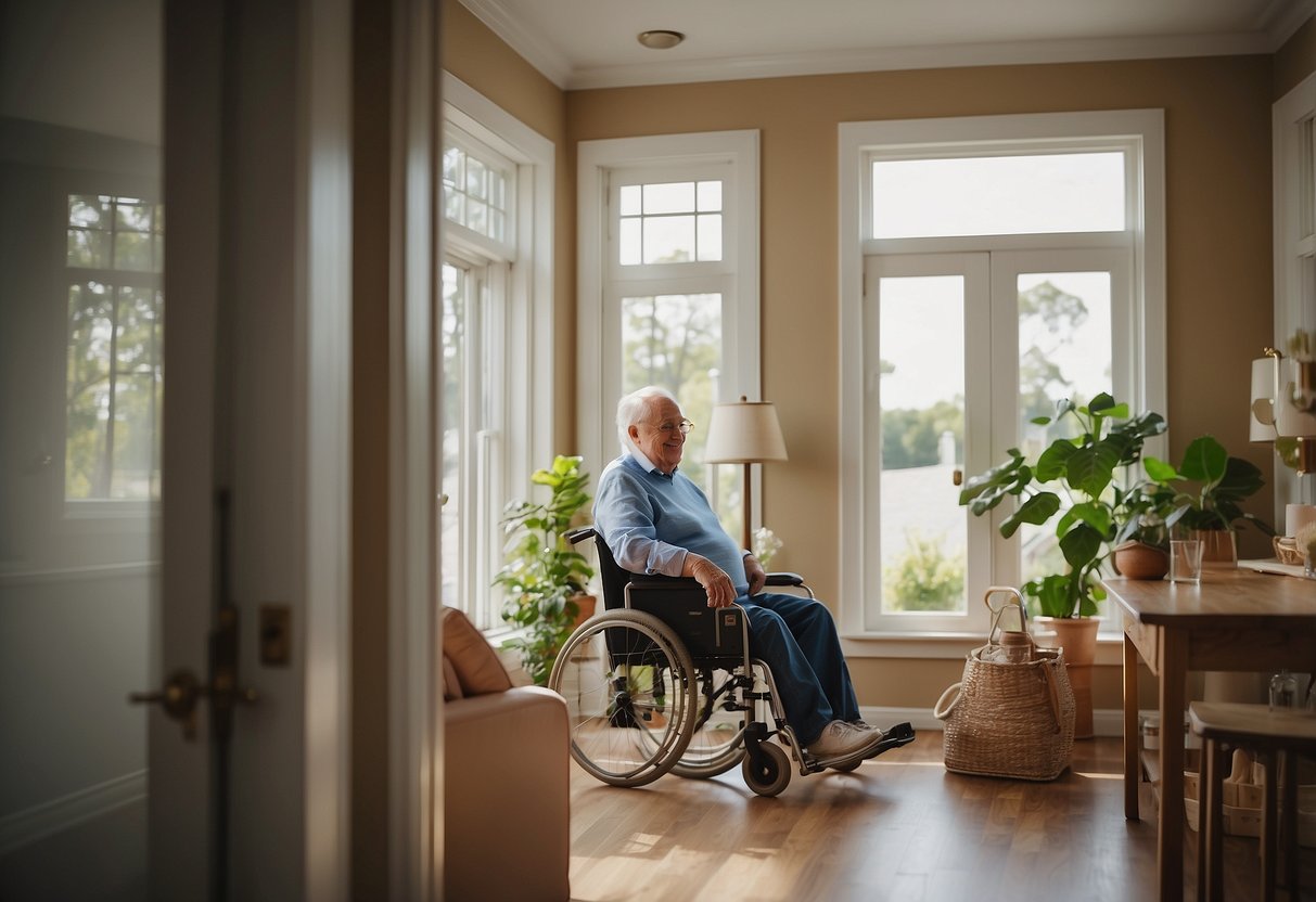 Eligible home renovations for seniors under Ma Prime Adapt program. Illustrate a modified home environment for elderly individuals