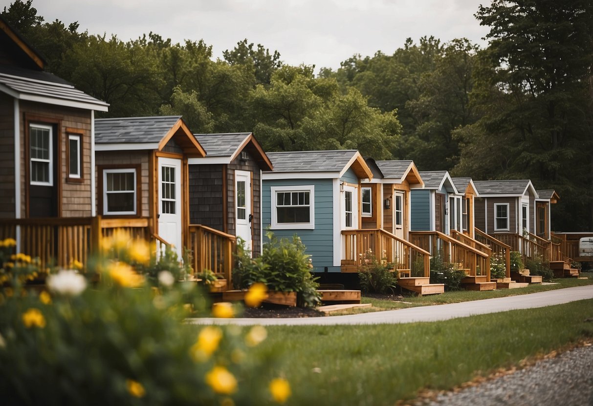 Tiny homes clustered together in a Rhode Island community, adhering to strict building codes and regulations