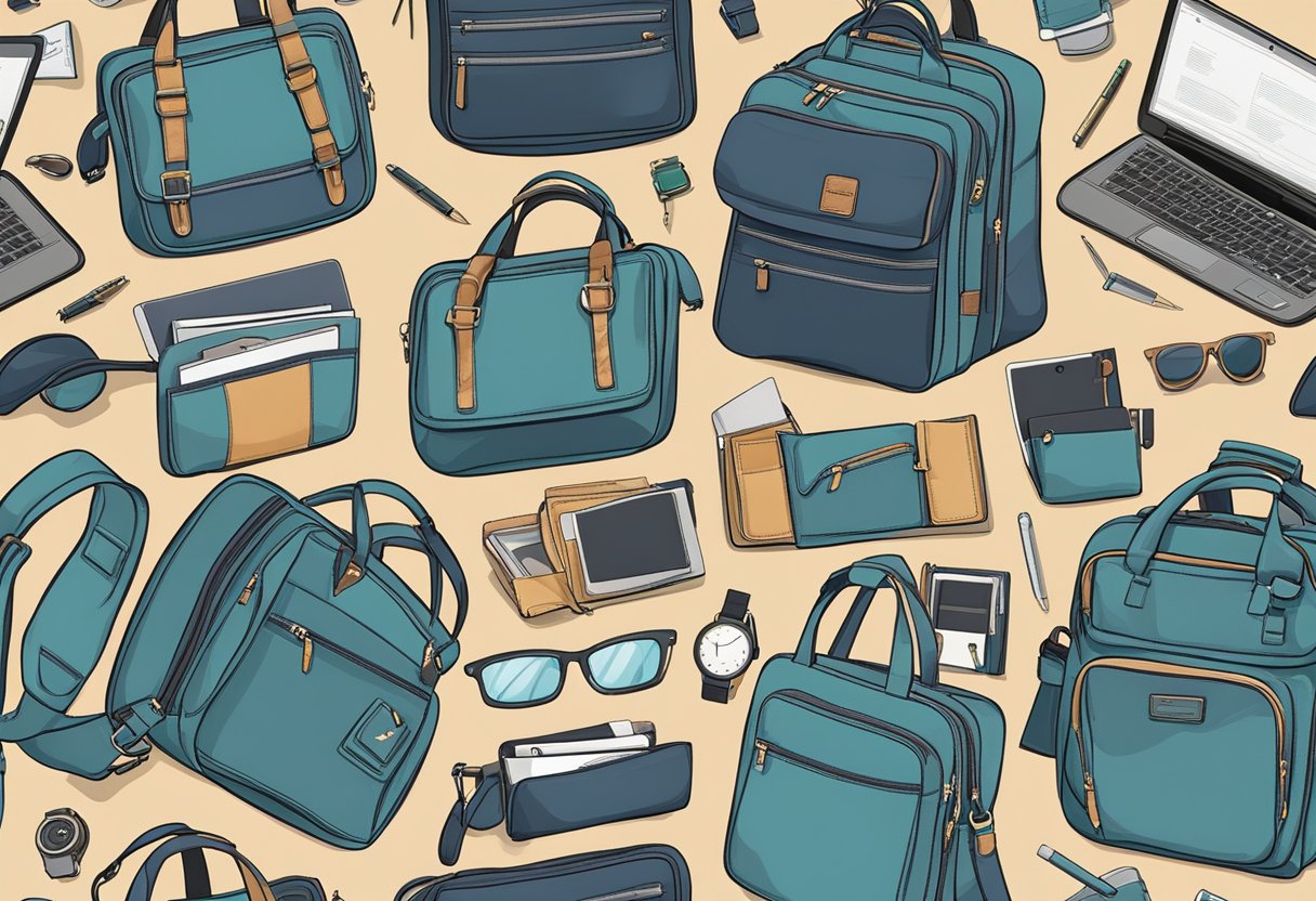 A laptop bag sits on a desk, tailored to fit a specific laptop model. The bag is made of high-quality, durable material and features custom pockets and compartments for accessories