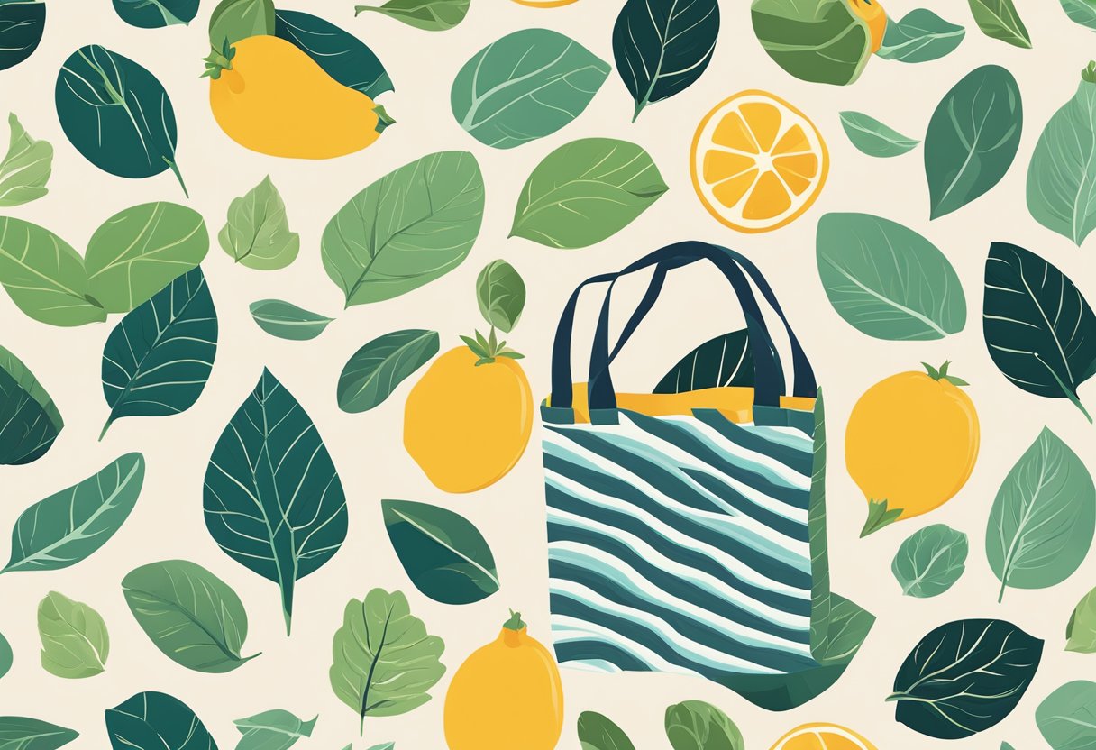 A reusable tote bag made of sustainable materials, featuring a simple and modern design with sturdy handles