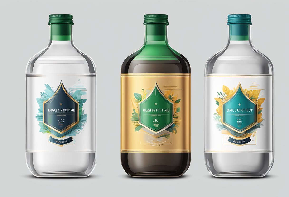 A bottle with a sleek, modern design sits on a clean, white background. The label is bold and eye-catching, with vibrant colors and crisp, clear text