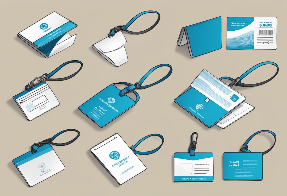 A lanyard card holder being printed with "Frequently Asked Questions corporate gift" design