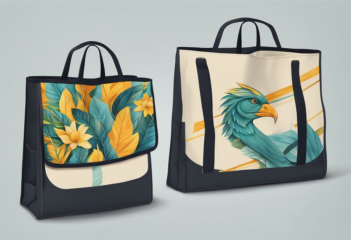 A canvas foldable bag being customized with unique designs and then used for shopping and travel