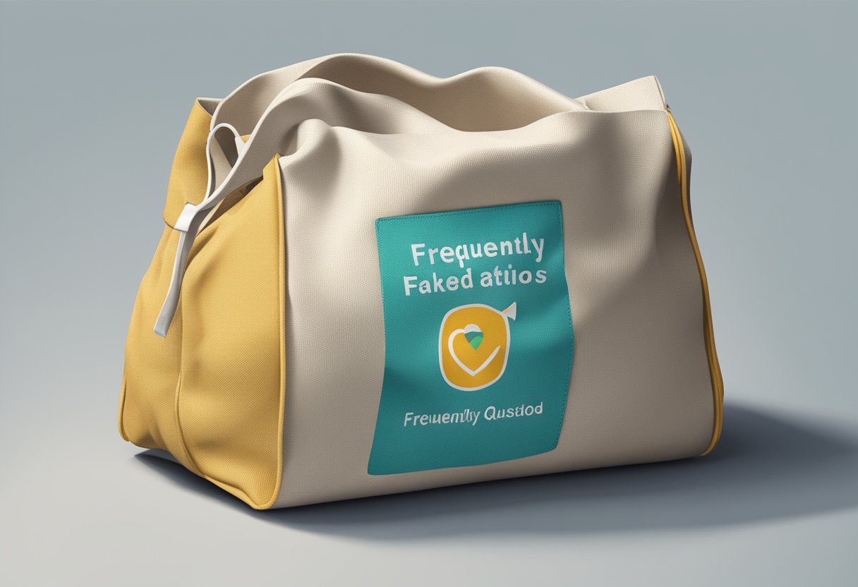 A canvas bag unfolds, revealing "Frequently Asked Questions" text