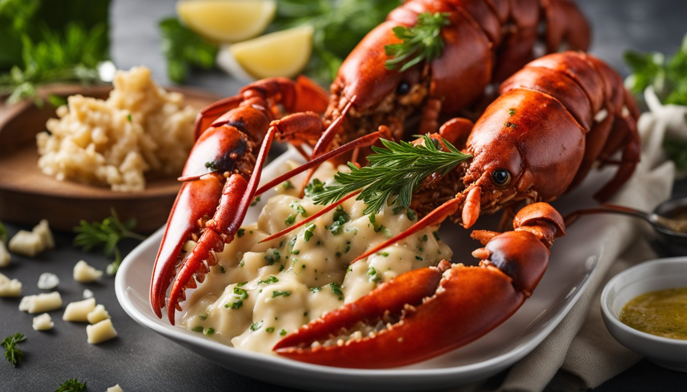 Lobster being shelled, meat diced, mixed with mayo and herbs