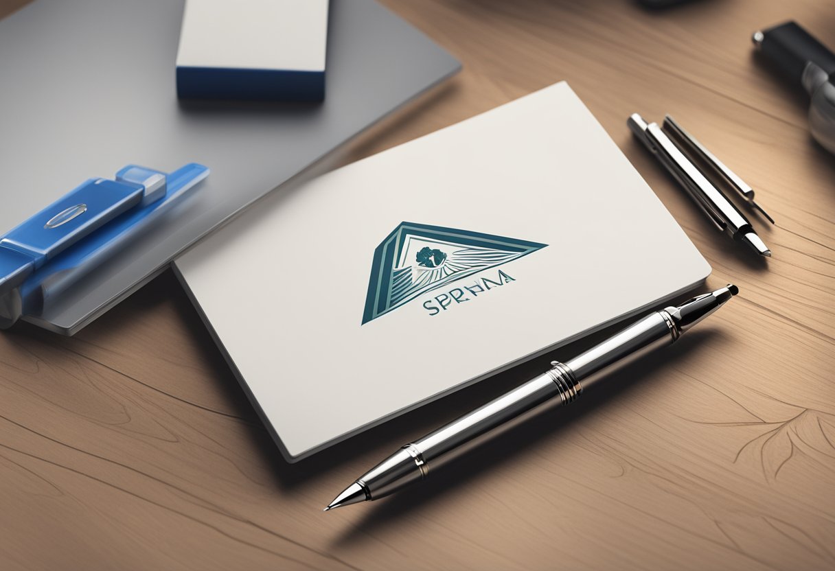 A company logo being engraved onto a sleek pen