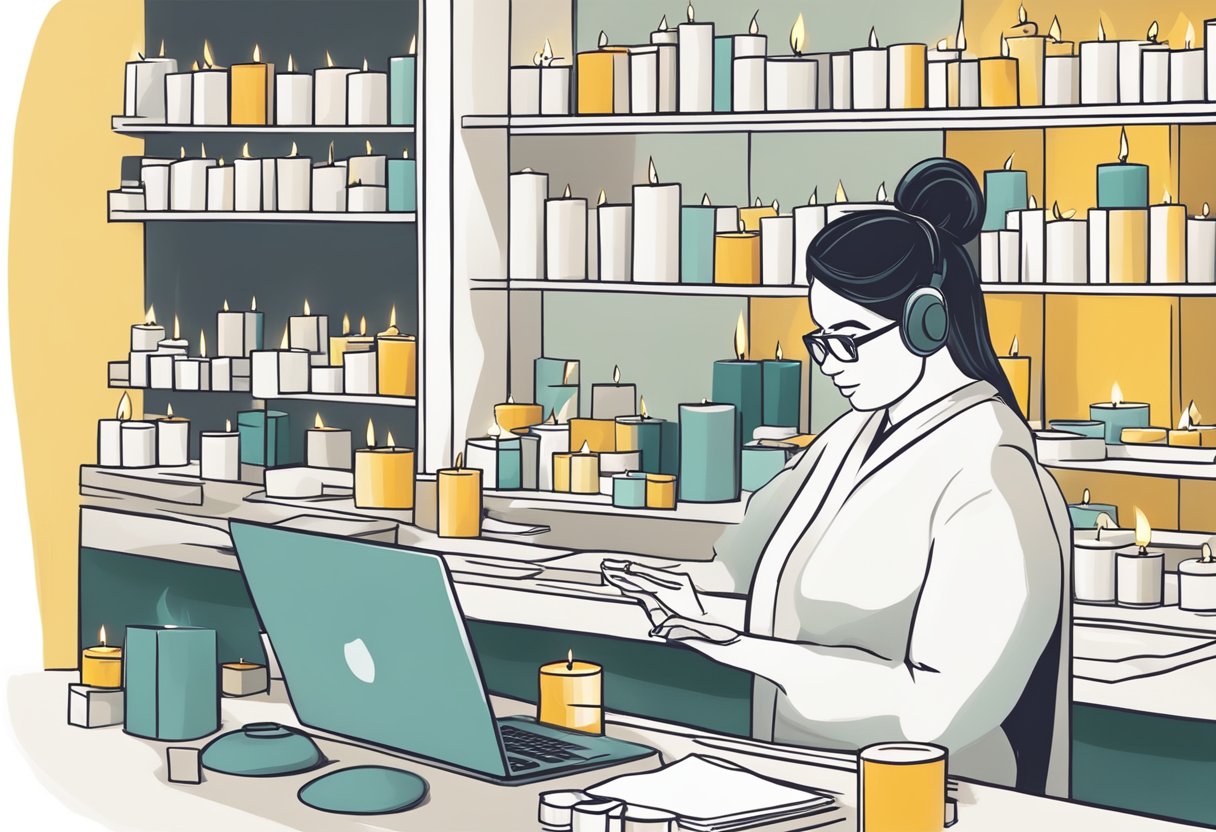 A person customizing and ordering corporate gift candles online