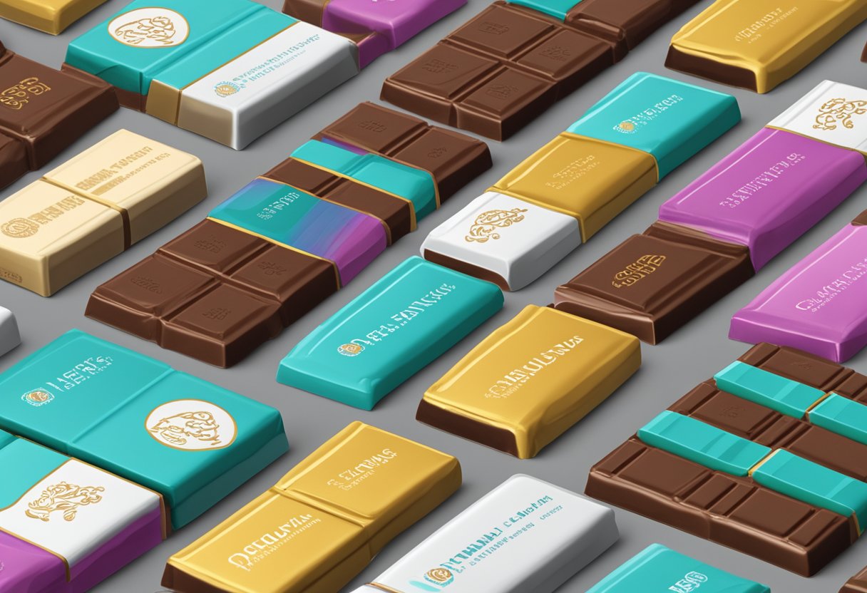 A stack of "Frequently Asked Questions" branded chocolate bars arranged as corporate gifts