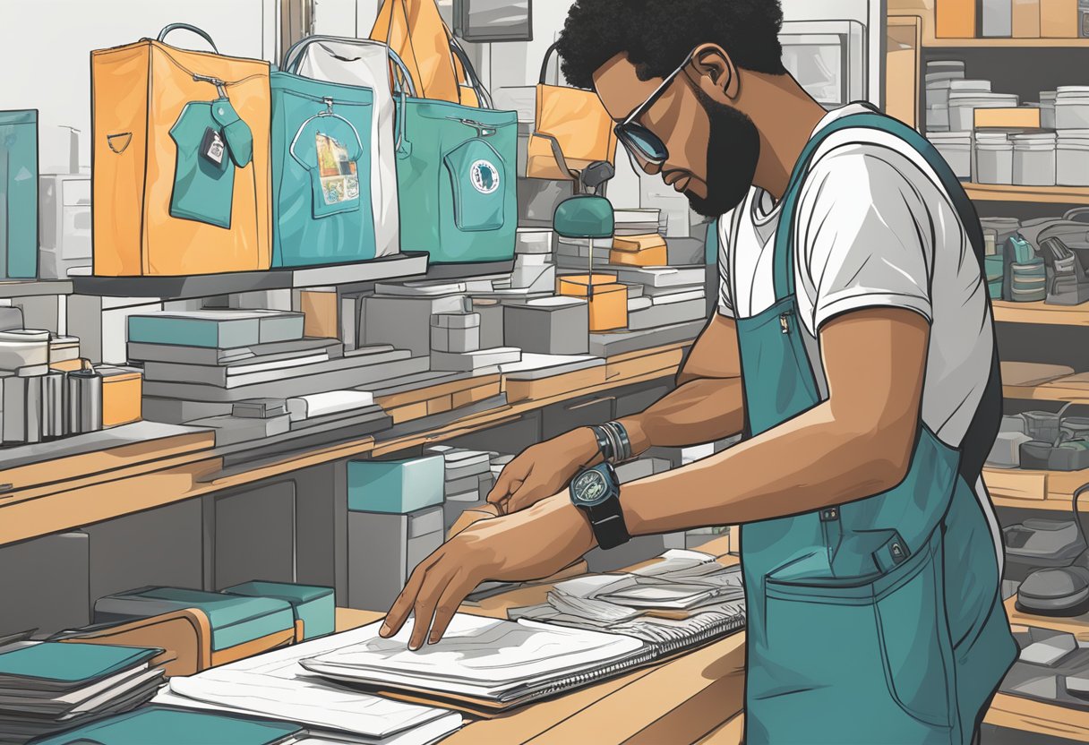 A person selects a design and places an order for a custom tote bag print online