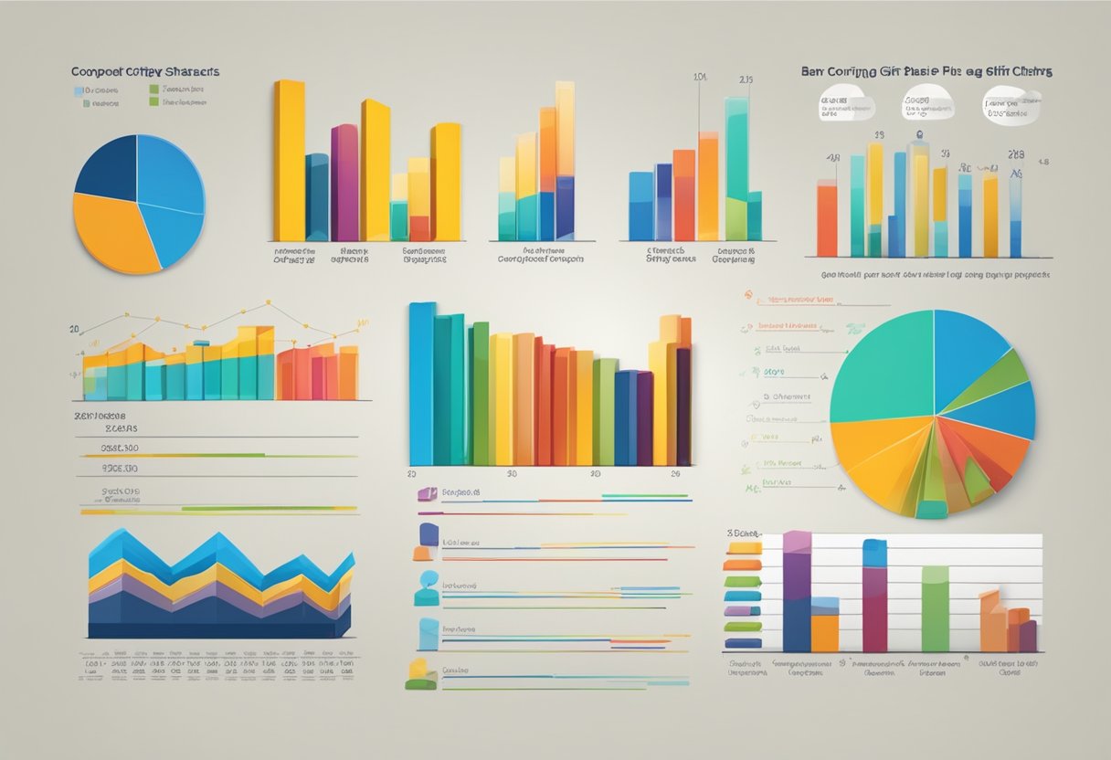 A stack of bar graphs and pie charts showing corporate gift giving statistics