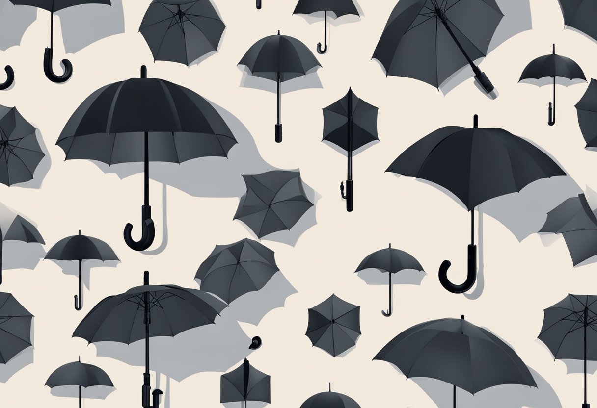 A sleek black umbrella with a custom logo handle, opening smoothly with a push-button, showcasing its durability and practicality