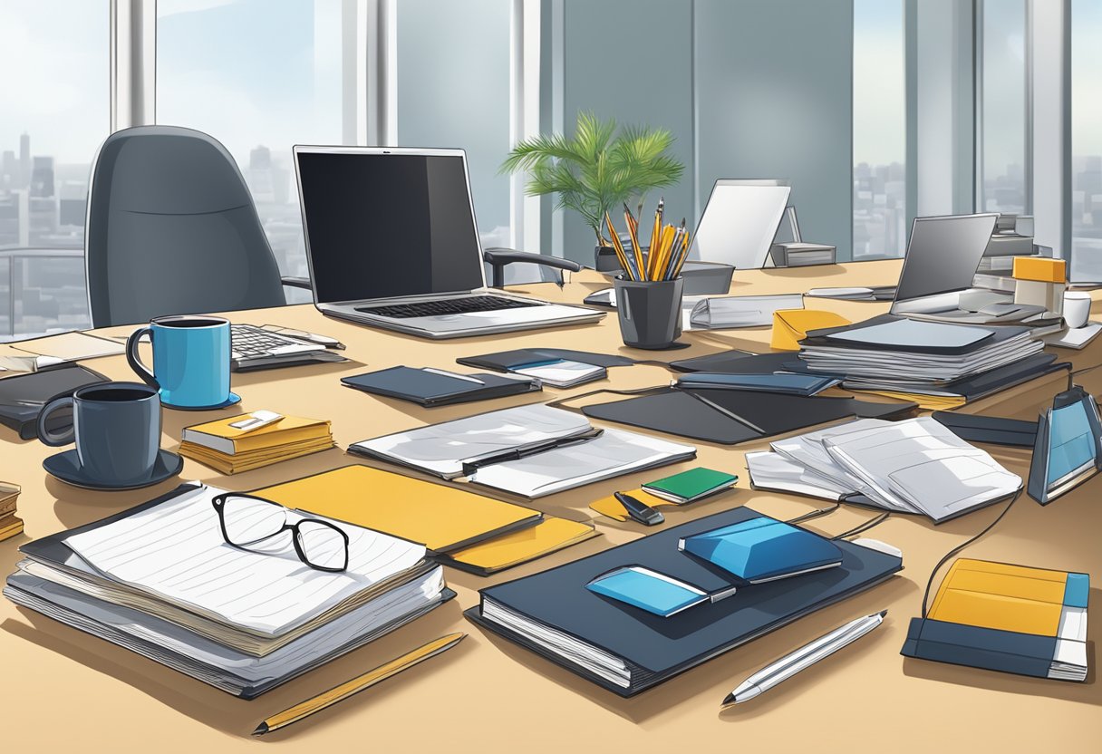 A group of corporate gifts neatly arranged on a desk at an office on Anson Road