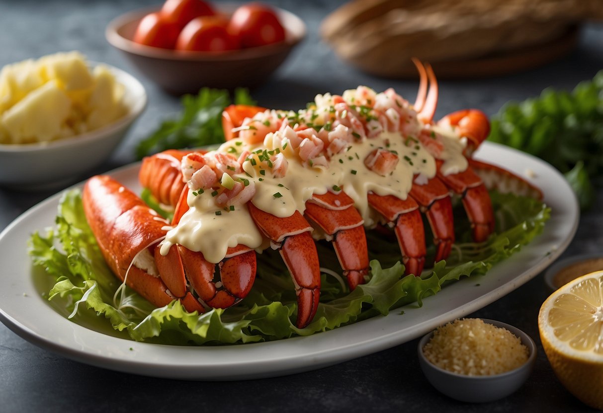 Lobster being shelled and mixed with mayo and seasonings for a lobster roll