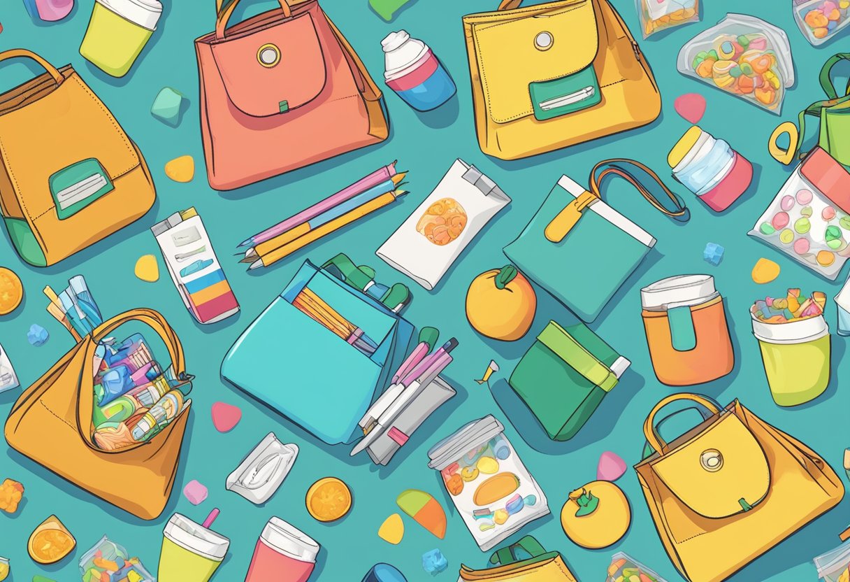 Goodie bags being filled with school supplies and treats
