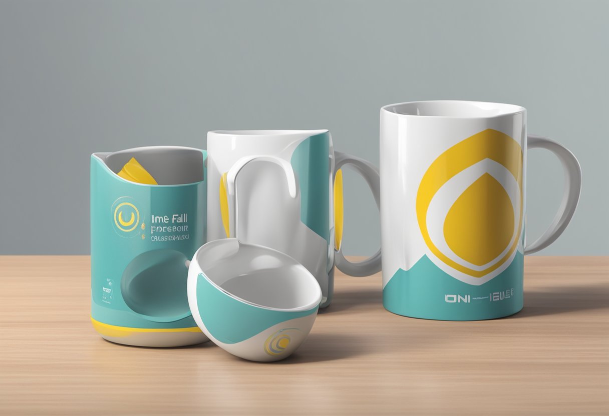 The anti-fall mug sits on a table, showcasing its features and customisation options for corporate gifting