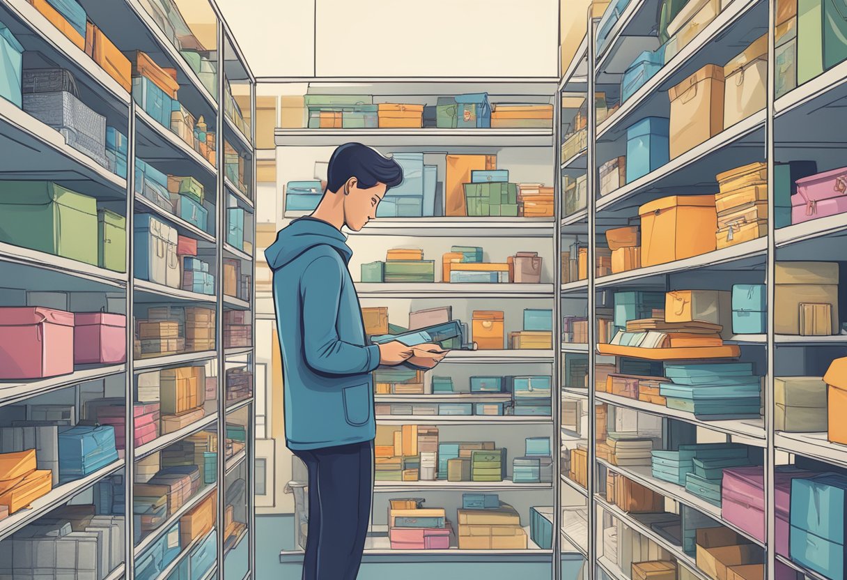 A person browsing through a variety of corporate gift options from different providers, carefully examining each item before making a selection