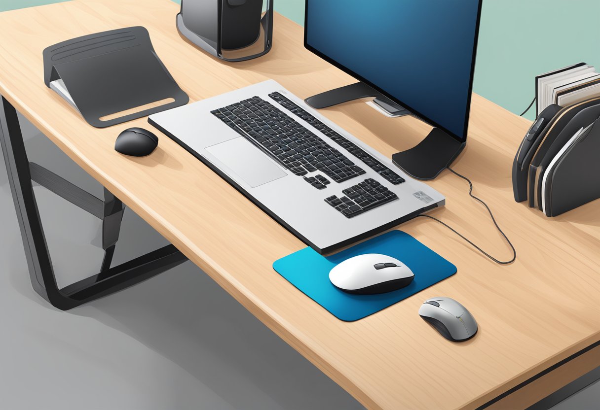 A desk with a custom mouse pad