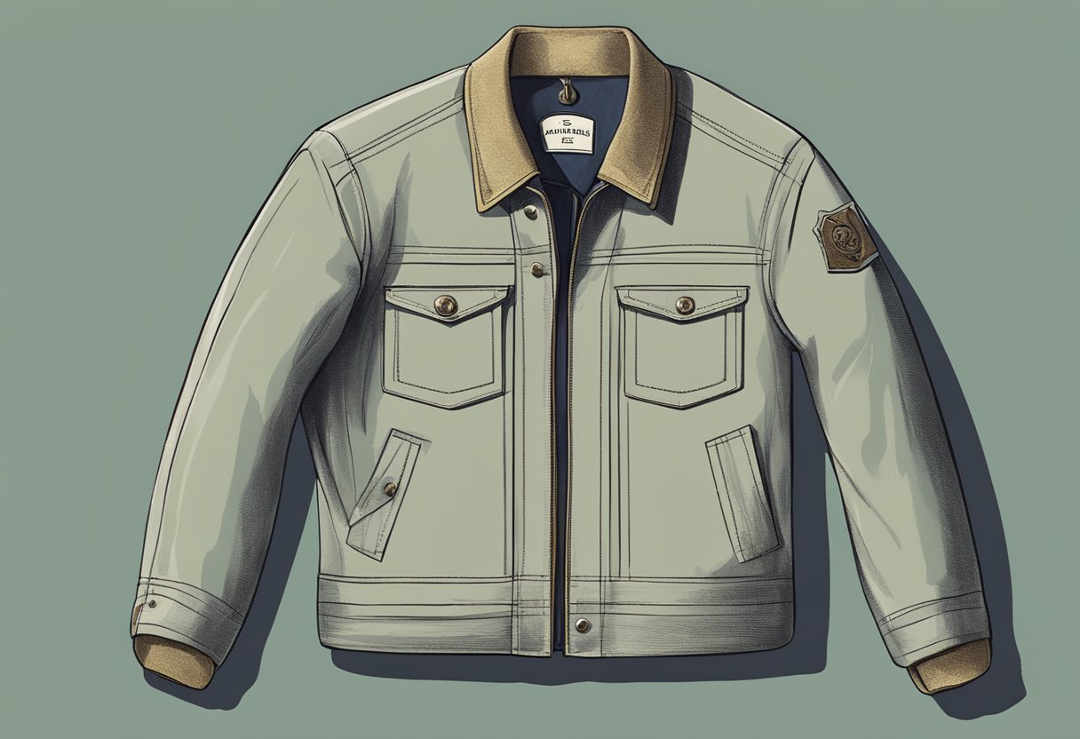A vintage jacket with a corporate gift tag attached