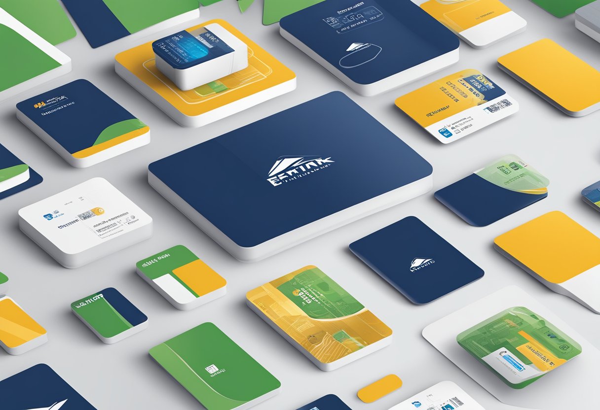An ezlink card surrounded by corporate branding and gift packaging