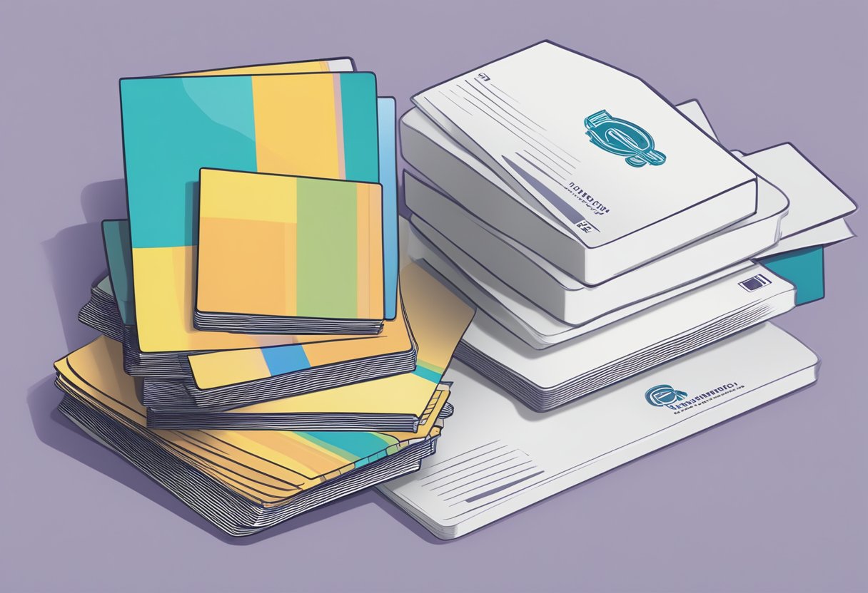 A stack of "Frequently Asked Questions" pamphlets next to an ezlink card and a corporate gift box
