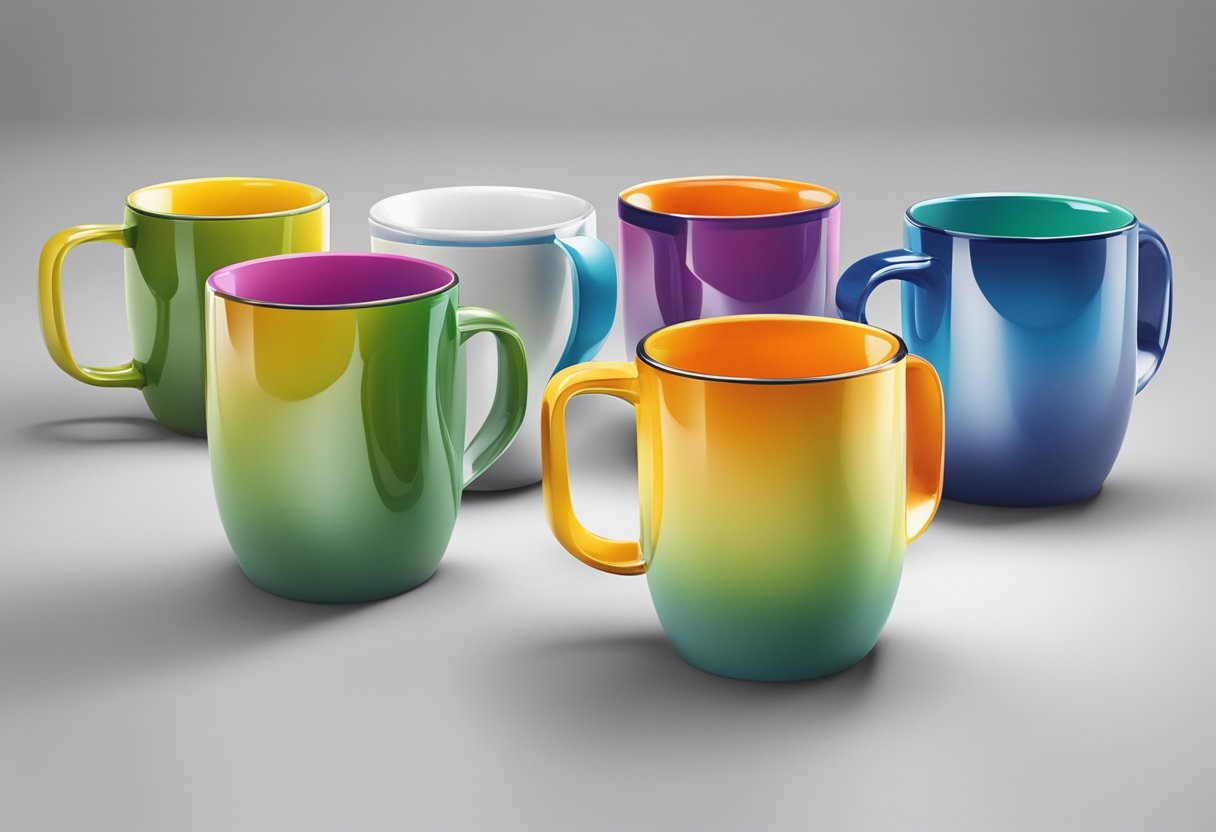 Colorful corporate gift mugs change when heat is applied