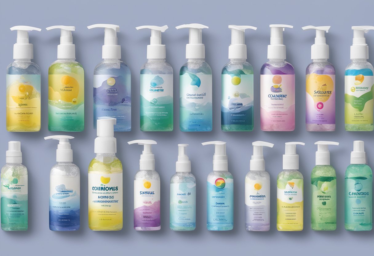 A variety of custom hand sanitiser options displayed as corporate gifts