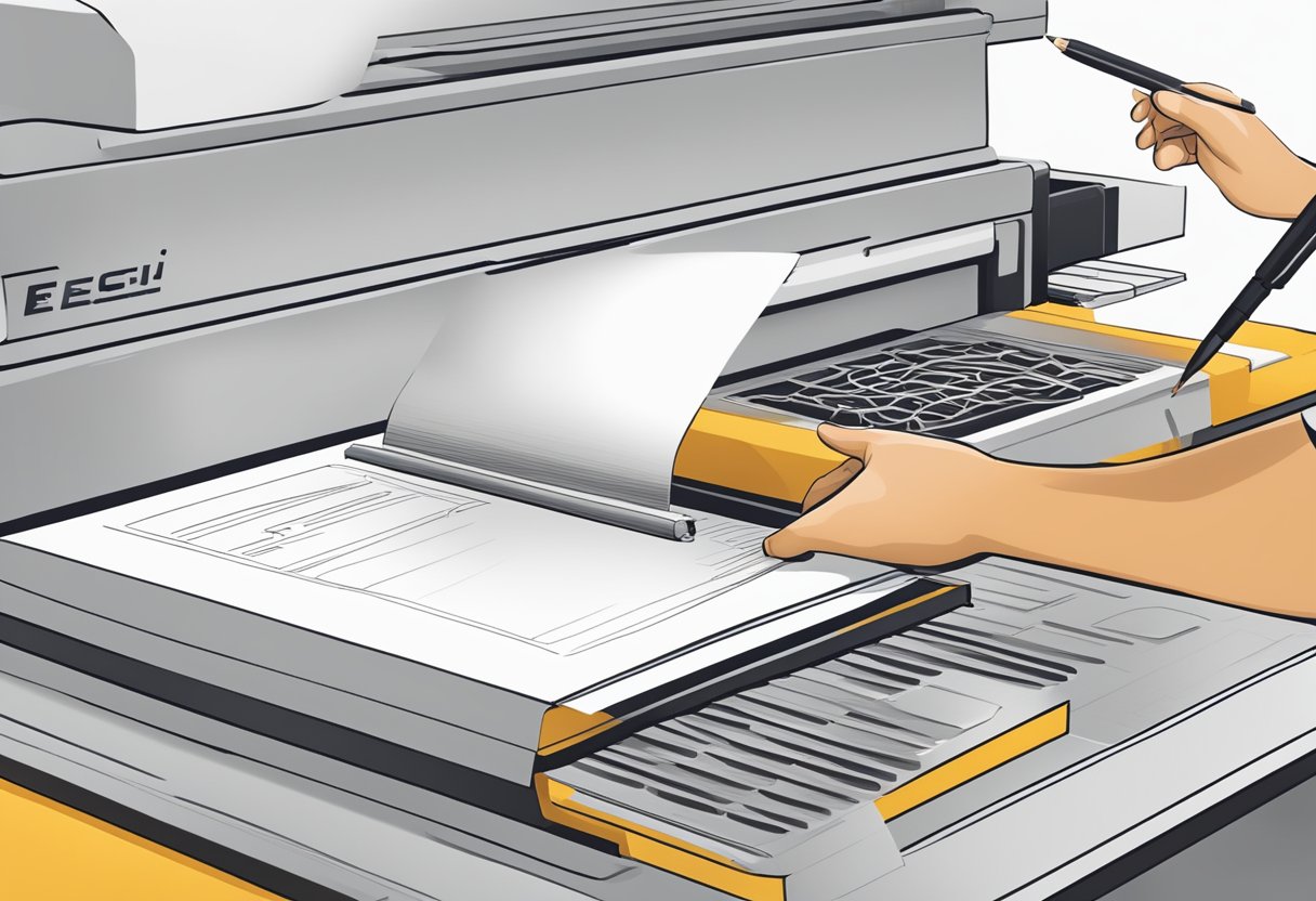A notebook being printed with company logo using branding techniques for corporate gifts