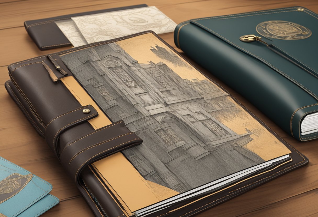 A skilled craftsman designs and customizes a luxurious leather binder, carefully selecting materials and adding personalized touches