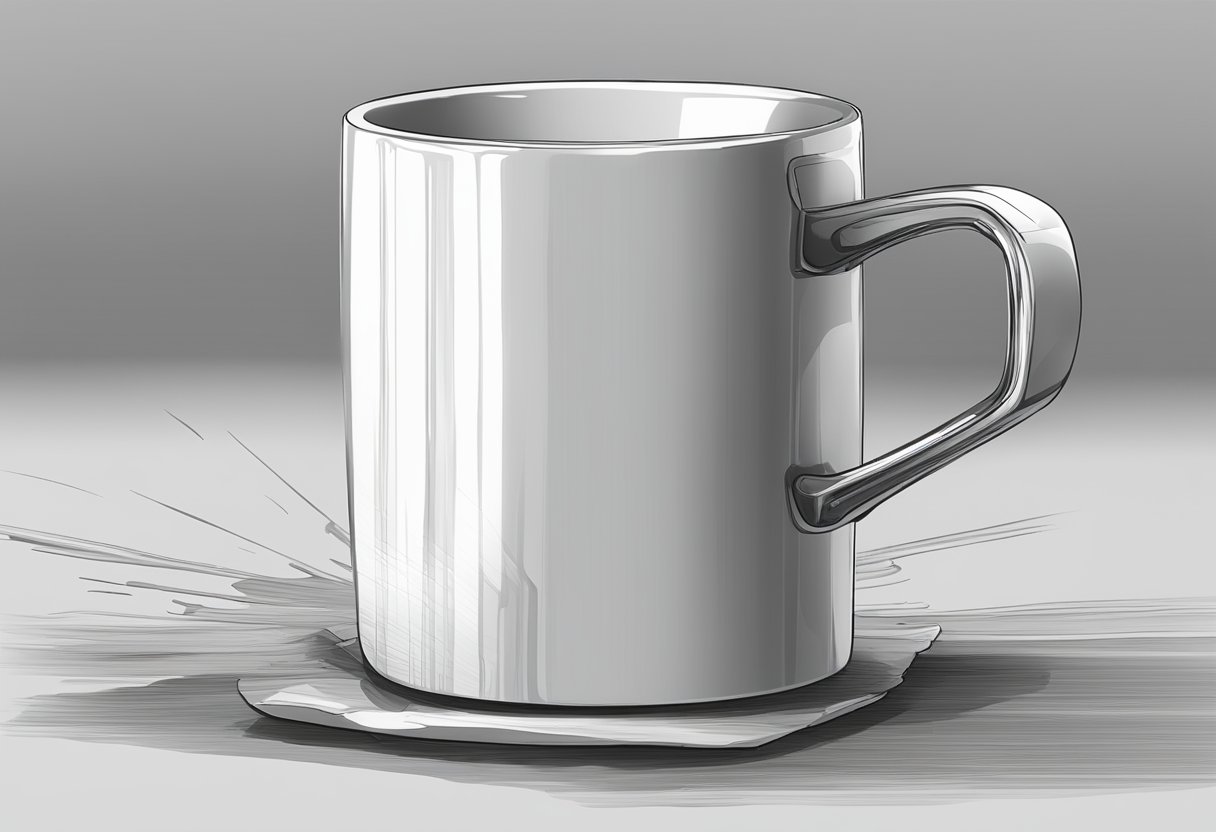 A printer deposits ink onto a blank mug, creating a custom design
