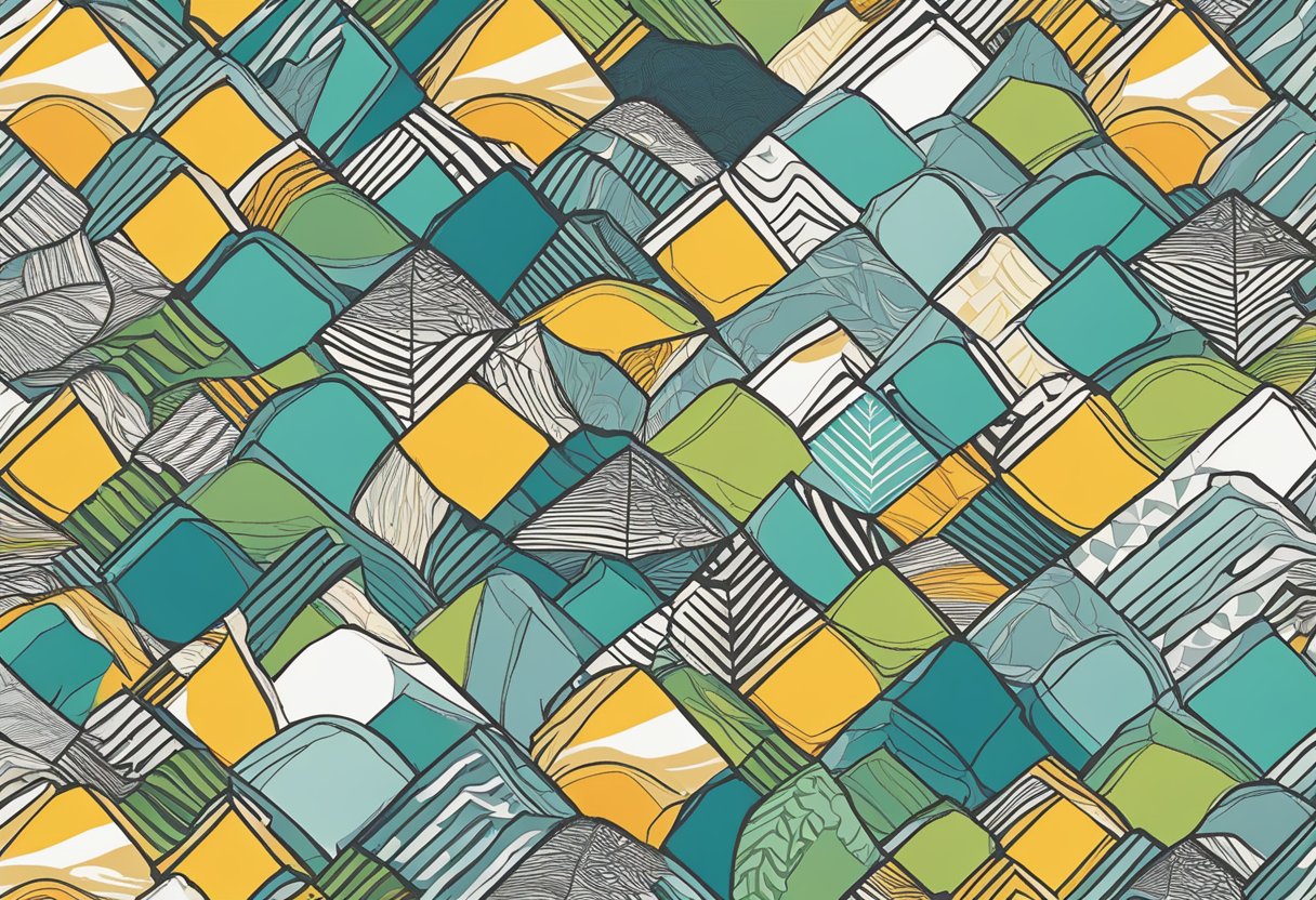 A notebook with a personalized cover lies open, revealing custom-designed pages with unique patterns and colors