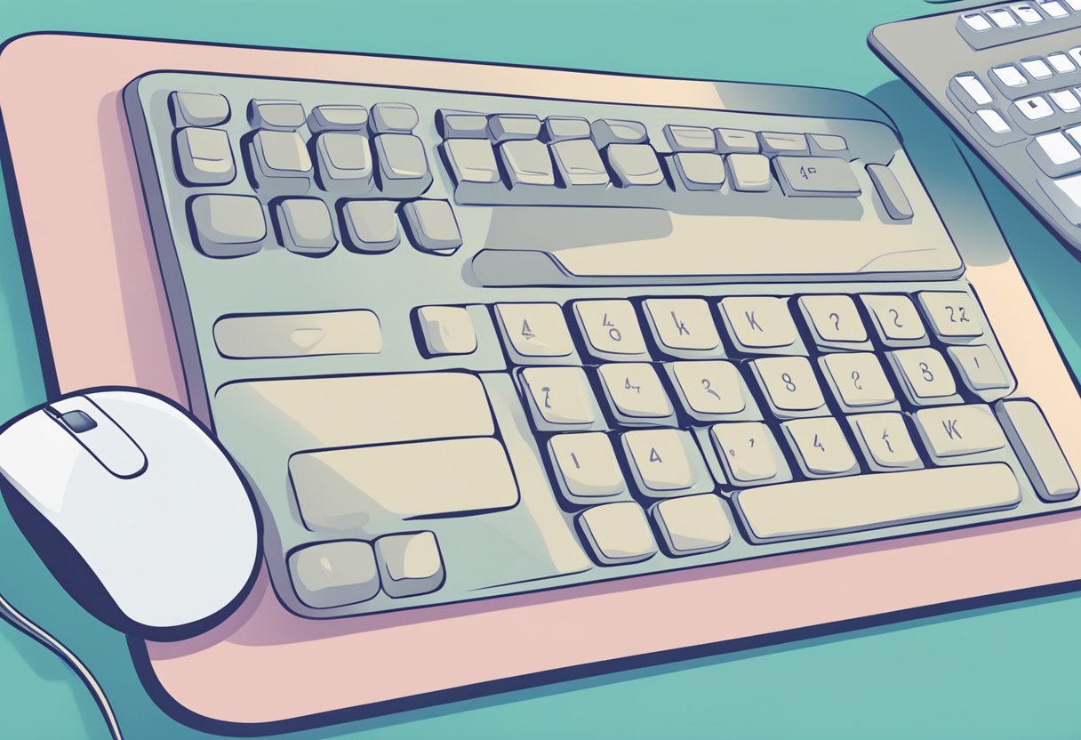 A computer mouse pad with "Frequently Asked Questions" text and customizable design options