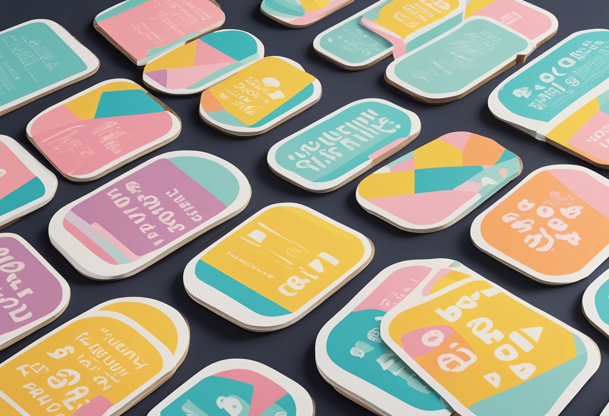 Customised coasters arranged in a neat grid, with "Frequently Asked Questions" printed in bold lettering. A stack of coasters sits beside them, ready for use