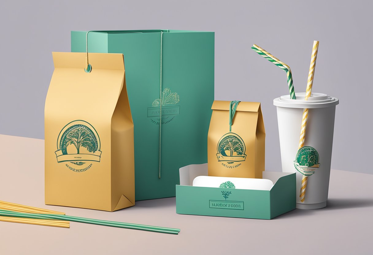 A hand holding a branded foldable straw beside a corporate gift box