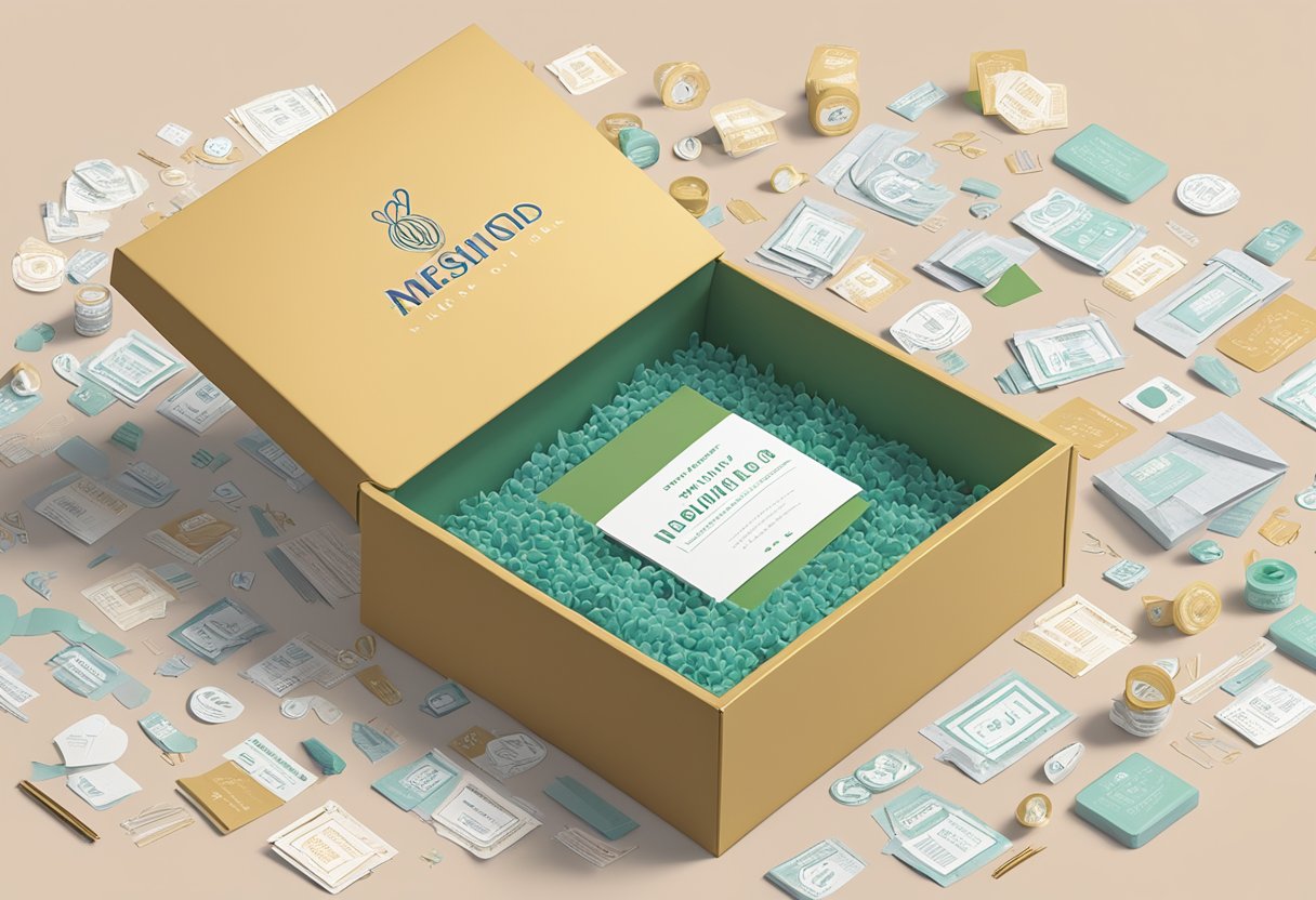 A diffuser wick inserted into a corporate gift box, surrounded by frequently asked questions printed in bold lettering