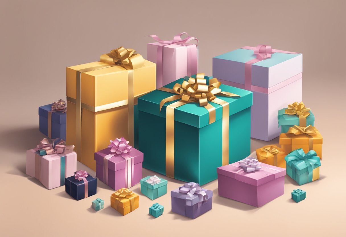A sleek gift box opens to reveal a collection of luxury items, elegantly arranged with a personalized touch