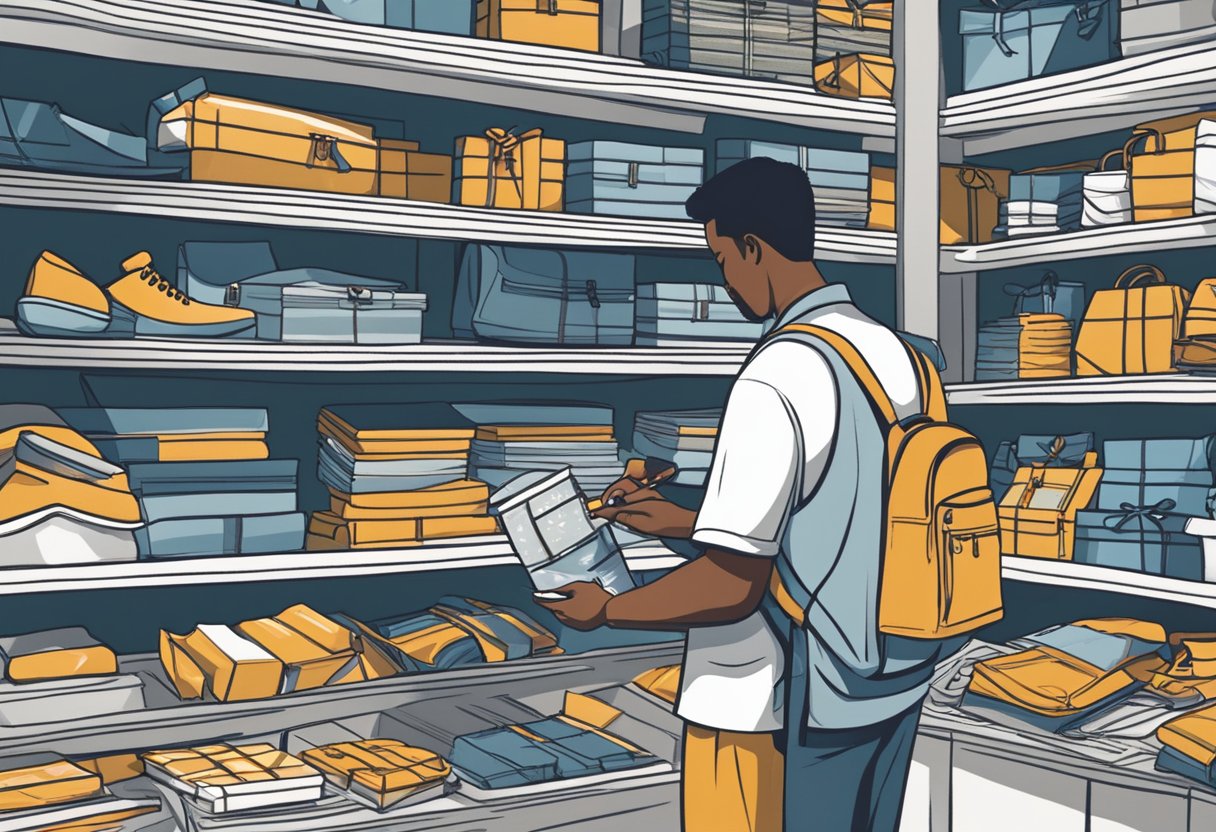 A person browsing through a variety of high-quality corporate gifts in Durban, carefully examining each item before making a selection