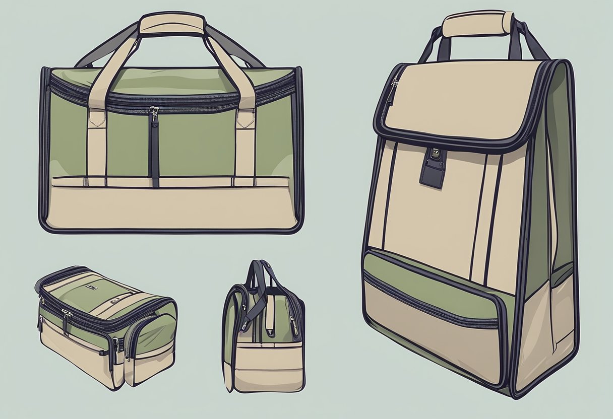 A foldable tote bag opens up, showcasing its spacious interior and durable material. It easily folds back into a compact size for convenient storage