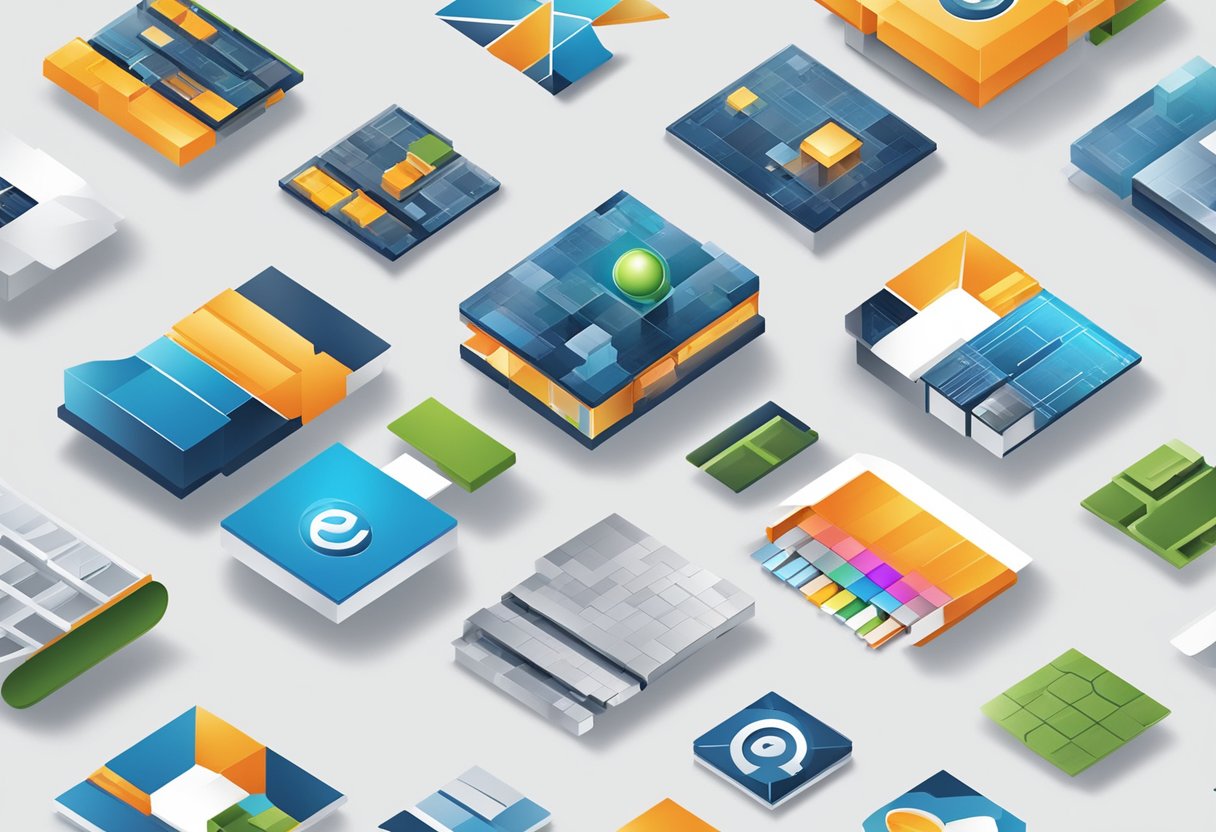 Architectural firm logo surrounded by 7 software logos