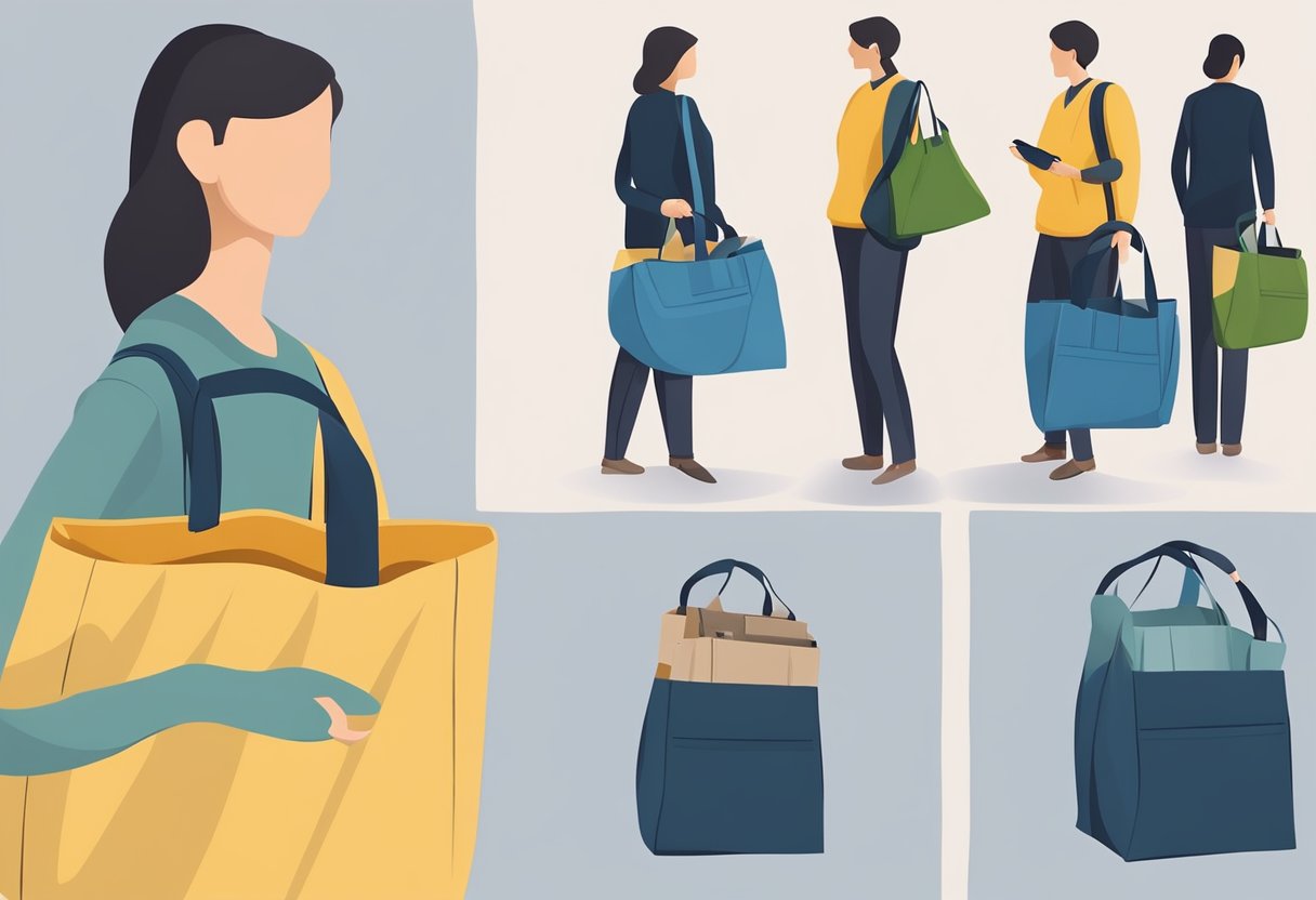 A person unfolds a practical tote bag, showing its durable material and spacious interior