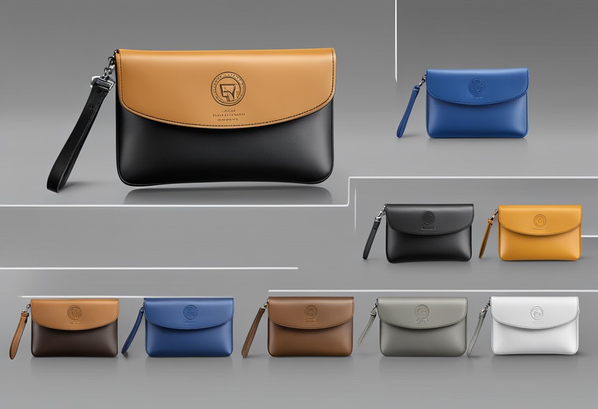 A sleek leather pouch with the "Frequently Asked Questions" premium branded corporate gifts logo prominently embossed on the front
