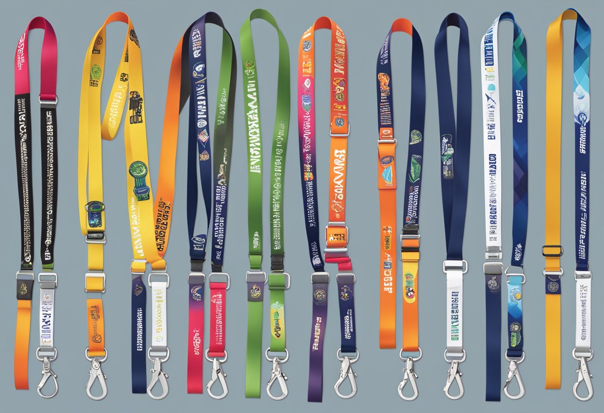 A variety of custom lanyard options are displayed, with no minimum order required for lanyard printing