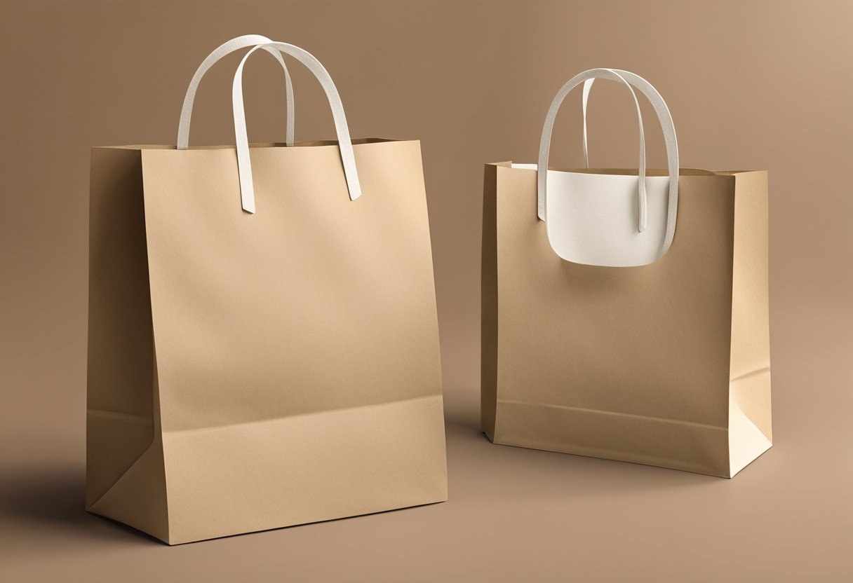 A sturdy, eco-friendly paper bag with reinforced handles, showcasing a minimalist design in earthy tones