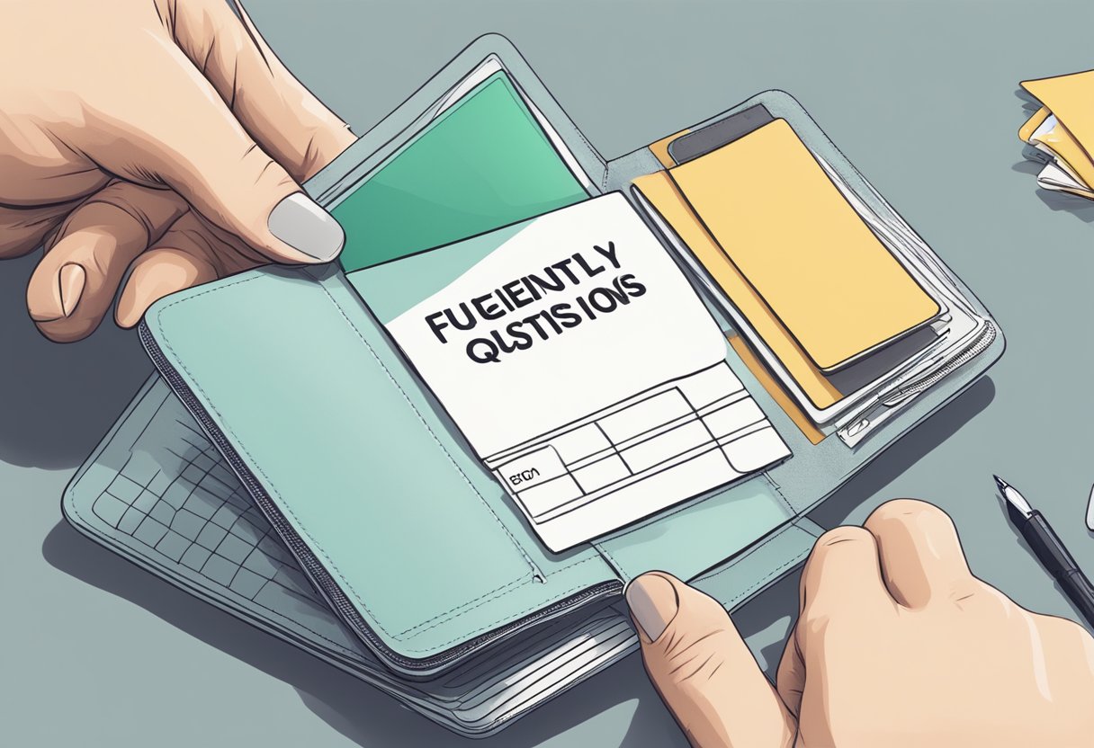 A hand reaching for a customise card holder with "Frequently Asked Questions" written on it
