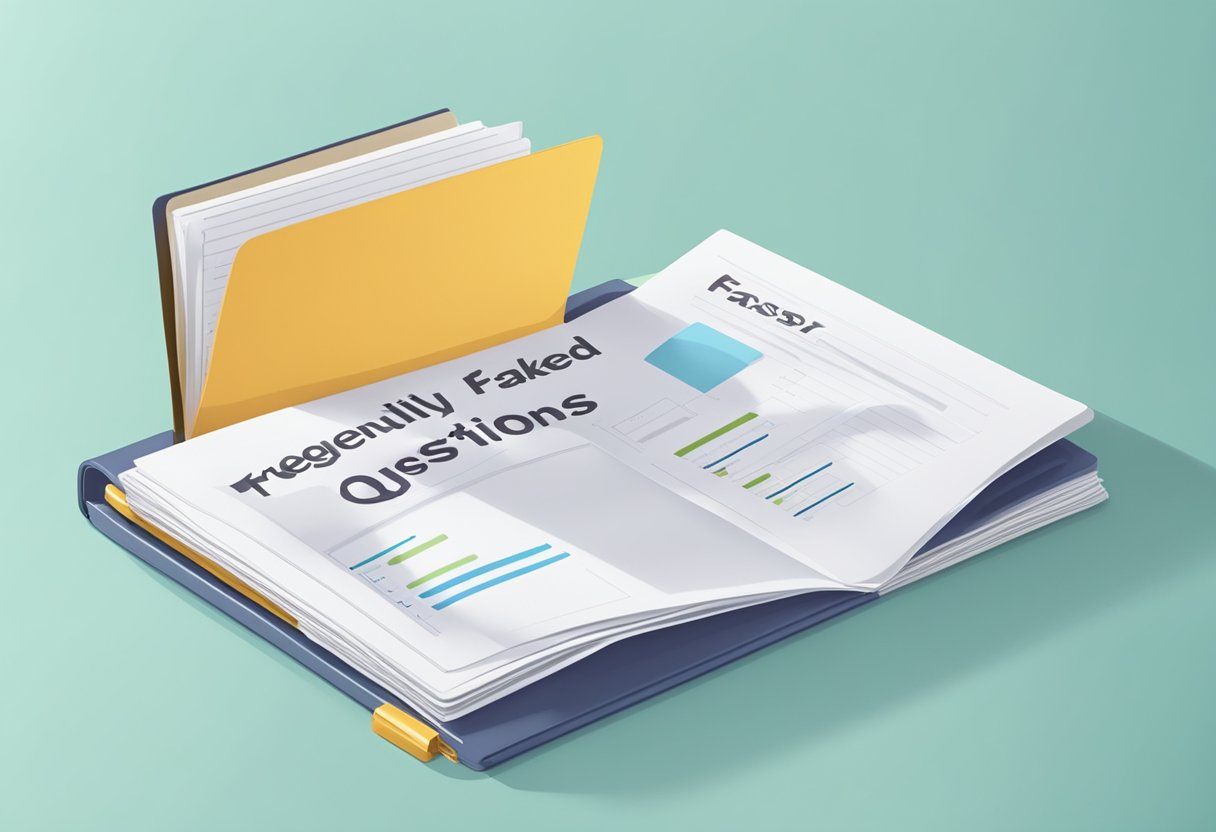 A folder labeled "Frequently Asked Questions" sits open on a desk, with papers neatly organized inside